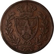 Italy 5 Centesimi Carlo Felice 1826 MV-L (a) KM# 127.1 M V coin reverse Italy 5 Centesimi Carlo Felice 1826 MV-L (a) KM# 127.1 M V coin reverse