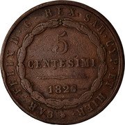 Italy 5 Centesimi Carlo Felice 1826 MV-L (a) KM# 127.1 5 CENTESIMI 1826 CAR FELIX D G REX SAR CYP ET HIER coin obverse Italy 5 Centesimi Carlo Felice 1826 MV-L (a) KM# 127.1 5 CENTESIMI 1826 CAR FELIX D G REX SAR CYP ET HIER coin obverse