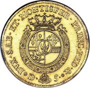 Italy 5 Doppie (Carlino) Carlo Emanuele III. Sardinia 1755 Stack's International sale 3-88 VF-XF realized $12,100. KM# 53 DVX SAB ET MONTISFER PRINC PED & D 5 coin reverse Italy 5 Doppie (Carlino) Carlo Emanuele III. Sardinia 1755 Stack's International sale 3-88 VF-XF realized $12,100. KM# 53 DVX SAB ET MONTISFER PRINC PED & D 5 coin reverse