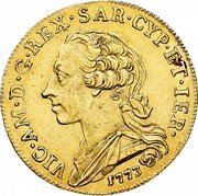 Italy 5 Doppiette (Carlino) Vittorio Amedeo III. Sardinia 1773 KM# 80 VIC AM D G REX SAR CYP ET IER 1773 coin obverse Italy 5 Doppiette (Carlino) Vittorio Amedeo III. Sardinia 1773 KM# 80 VIC AM D G REX SAR CYP ET IER 1773 coin obverse