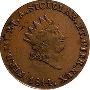 Italy 5 Grani Ferdinando III 1814 VB KM# 250 FERD III P F A SICILIAR ET HIER REX 1814 coin obverse Italy 5 Grani Ferdinando III 1814 VB KM# 250 FERD III P F A SICILIAR ET HIER REX 1814 coin obverse
