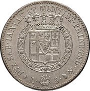 Italy 5 Lira Vittorio Emanuele I 1816 ALAVY//L (a) KM# 113 DVX SAB IANVAE ET MONTISF PRINC PED & L 5 coin reverse Italy 5 Lira Vittorio Emanuele I 1816 ALAVY//L (a) KM# 113 DVX SAB IANVAE ET MONTISF PRINC PED & L 5 coin reverse