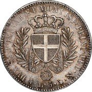 Italy 5 Lira Vittorio Emanuele I 1821 ALAVY//L (a) KM# 115 DVX SAB GENVAE ET MONTISE PRINC RED & L 5 coin reverse Italy 5 Lira Vittorio Emanuele I 1821 ALAVY//L (a) KM# 115 DVX SAB GENVAE ET MONTISE PRINC RED & L 5 coin reverse