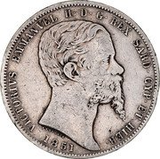Italy 5 Lira Vittorio Emanuele II 1851 FERRARIS//P (b) KM# 144.2 VICTORIVS EMMANUEL II D G REX SARD CYP ET HIER 1850 coin obverse Italy 5 Lira Vittorio Emanuele II 1851 FERRARIS//P (b) KM# 144.2 VICTORIVS EMMANUEL II D G REX SARD CYP ET HIER 1850 coin obverse