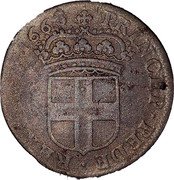 Italy 5 Soldo Carlo Emanuele II 1668 KM# 275 PRINCEP PEDE REX CYP 1668 coin reverse Italy 5 Soldo Carlo Emanuele II 1668 KM# 275 PRINCEP PEDE REX CYP 1668 coin reverse