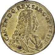 Italy 5 Soldo Carlo Emanuele III 1734 KM# 18 CAR EM D G REX SAR CYP ET IER. coin obverse Italy 5 Soldo Carlo Emanuele III 1734 KM# 18 CAR EM D G REX SAR CYP ET IER. coin obverse
