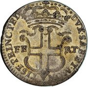 Italy 5 Soldo Carlo Emanuele III 1745 KM# 35 DVX SAB ET MONTISF PRINC PED FE RT coin reverse Italy 5 Soldo Carlo Emanuele III 1745 KM# 35 DVX SAB ET MONTISF PRINC PED FE RT coin reverse