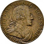 Italy 5 Soldo Vittorio Amedeo III 1795 KM# 91 VICT AMED D G REX SARD 1794 coin obverse Italy 5 Soldo Vittorio Amedeo III 1795 KM# 91 VICT AMED D G REX SARD 1794 coin obverse