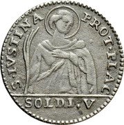 Italy 5 Soldo (Ferdinando I di Borbone) KM# 45 S IVSTINA. PROT. PLAC. SOLDI 5 coin reverse Italy 5 Soldo (Ferdinando I di Borbone) KM# 45 S IVSTINA. PROT. PLAC. SOLDI 5 coin reverse