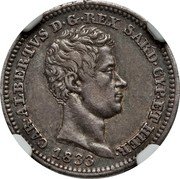 Italy 50 Centesimi Carlo Alberto 1833 F//P (b) KM# 134.2 CAR ALBERTVS D G REX SARD CYP ET HIER 1833 coin obverse Italy 50 Centesimi Carlo Alberto 1833 F//P (b) KM# 134.2 CAR ALBERTVS D G REX SARD CYP ET HIER 1833 coin obverse
