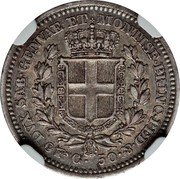 Italy 50 Centesimi Carlo Alberto 1833 F//P (b) KM# 134.2 DVX SAB GENVAE ET MONTISF PRINC PED C 50 P coin reverse Italy 50 Centesimi Carlo Alberto 1833 F//P (b) KM# 134.2 DVX SAB GENVAE ET MONTISF PRINC PED C 50 P coin reverse