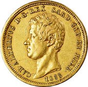 Italy 50 Lira Carlo Alberto 1833 F//P (a) KM# 137.1 CAR ALBERTVS D G REX SARD CYP ET HIER 1833 coin obverse Italy 50 Lira Carlo Alberto 1833 F//P (a) KM# 137.1 CAR ALBERTVS D G REX SARD CYP ET HIER 1833 coin obverse