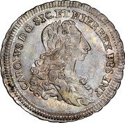 Italy 6 Tari Carlo. Sicily 1735 FN KM# 149 CAROLVS D G SIC ET HIER REX HIS . INF coin obverse Italy 6 Tari Carlo. Sicily 1735 FN KM# 149 CAROLVS D G SIC ET HIER REX HIS . INF coin obverse