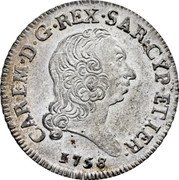 Italy 7.6 Soldo Carlo Emanuele III 1758 KM# 44 CAR EM D G REX SAR CYP ET IER 1756 coin obverse Italy 7.6 Soldo Carlo Emanuele III 1758 KM# 44 CAR EM D G REX SAR CYP ET IER 1756 coin obverse