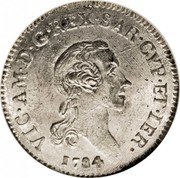 Italy 7.6 Soldo Vittorio Amedeo III 1784 KM# 83 VIC AM D G REX SAR CYP ET IER 1784 coin obverse Italy 7.6 Soldo Vittorio Amedeo III 1784 KM# 83 VIC AM D G REX SAR CYP ET IER 1784 coin obverse