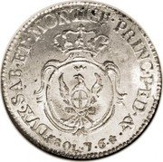 Italy 7.6 Soldo Vittorio Amedeo III 1784 KM# 83 DVX SAB ET MONTISF PRINC PED & SOL 7.6 coin reverse Italy 7.6 Soldo Vittorio Amedeo III 1784 KM# 83 DVX SAB ET MONTISF PRINC PED & SOL 7.6 coin reverse