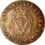 Italy 7.6 Soldo Carlo Emanuele IV 1800 KM# 103 SOL 7 6 D G REX SAR CYP ET IER coin reverse Italy 7.6 Soldo Carlo Emanuele IV 1800 KM# 103 SOL 7 6 D G REX SAR CYP ET IER coin reverse