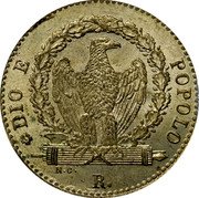 Italy 8 Baiocchi Eagle Within Wreath 1849 R KM# 25 DIO E POPOLO R coin reverse Italy 8 Baiocchi Eagle Within Wreath 1849 R KM# 25 DIO E POPOLO R coin reverse