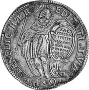 Italy 9 Fiorini Carlo Emanuele I 1619 VER KM# 61 FAC IVDITIVM ET IVSTIT DILIG PAVP ET DOM DAB P IN FINI VEST B A F F 9 coin reverse Italy 9 Fiorini Carlo Emanuele I 1619 VER KM# 61 FAC IVDITIVM ET IVSTIT DILIG PAVP ET DOM DAB P IN FINI VEST B A F F 9 coin reverse