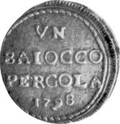 Italy Baiocco Pergola 1798 AP KM# 5.1 coin obverse Italy Baiocco Pergola 1798 AP KM# 5.1 coin obverse
