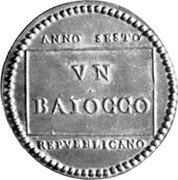 Italy Baiocco 1798 KM# 2 First Republic Standard Coinage ANNO SESTO VN BAIOCCO REPVBBLICANO coin reverse Italy Baiocco 1798 KM# 2 First Republic Standard Coinage ANNO SESTO VN BAIOCCO REPVBBLICANO coin reverse
