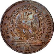 Italy Baiocco Eagle in Wreath 1849 R KM# 22 DIO E POPOLO N C R coin reverse Italy Baiocco Eagle in Wreath 1849 R KM# 22 DIO E POPOLO N C R coin reverse