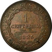Italy Centesimo Carlo Felice 1826 P (a) KM# 125.1 1 CENTESIMO 1826 CAR FELIX D G REX SAR CYP ET HIER coin obverse Italy Centesimo Carlo Felice 1826 P (a) KM# 125.1 1 CENTESIMO 1826 CAR FELIX D G REX SAR CYP ET HIER coin obverse