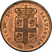 Italy Centesimo Carlo Alberto 1842 V (a) KM# 138 REGNO DI SARDEGNA V coin obverse Italy Centesimo Carlo Alberto 1842 V (a) KM# 138 REGNO DI SARDEGNA V coin obverse