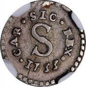 Italy Cinquina Carlo VI 1733 KM# 132 CAR SIC REX S 1733 coin reverse Italy Cinquina Carlo VI 1733 KM# 132 CAR SIC REX S 1733 coin reverse