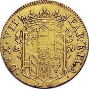 Italy Doppia Francesco Farnese 1695 GG FR# 925 DVX VII PAR ET PLA coin reverse