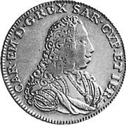 Italy Doppia Carlo Emmanuele III 1733 Swiss Bank sale #21 1-89 VF realized $10,560. KM# 29 CAR EM D G REX SAR CYP ET IER coin obverse Italy Doppia Carlo Emmanuele III 1733 Swiss Bank sale #21 1-89 VF realized $10,560. KM# 29 CAR EM D G REX SAR CYP ET IER coin obverse