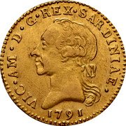 Italy Doppia Vittorio Amedeo III 1791 KM# 86 VIC AM D G REX SARDINIAE 1786 coin obverse Italy Doppia Vittorio Amedeo III 1791 KM# 86 VIC AM D G REX SARDINIAE 1786 coin obverse