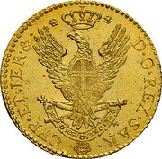 Italy Doppia Carlo Emanuele IV 1797 CL KM# 99 D G REX SAR CYP ET IER & coin reverse Italy Doppia Carlo Emanuele IV 1797 CL KM# 99 D G REX SAR CYP ET IER & coin reverse