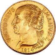 Italy Doppia Vittorio Emanuele I 1814 ALAVY KM# 110 VICTORVS EMANVEL A LAVY 1814 coin obverse Italy Doppia Vittorio Emanuele I 1814 ALAVY KM# 110 VICTORVS EMANVEL A LAVY 1814 coin obverse