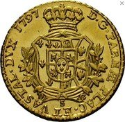 Italy Doppia Ferdinando di Borbone 1797 S C# 18a D G PARMÆ PLAC ET VAST DVX 1789 coin reverse Italy Doppia Ferdinando di Borbone 1797 S C# 18a D G PARMÆ PLAC ET VAST DVX 1789 coin reverse