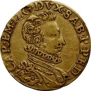 Italy Doppia Carlo Emanuele I 1601 MB# 335.2 CAR. EM. D: G. DVX. SAB. P. PED. coin obverse Italy Doppia Carlo Emanuele I 1601 MB# 335.2 CAR. EM. D: G. DVX. SAB. P. PED. coin obverse