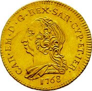 Italy Doppietta (2 Scudo Sardi) Carlo Emanuele III. Sardinia 1768 KM# 61 CAR EM D G REX SAR CYP ET IER 1768 coin obverse