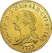 Italy Doppietta (2 Scudo Sardi) Vittorio Amedeo III. Sardinia 1773 KM# 76 VIC AM D G REX SAR CYP ET IER coin obverse