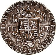 Italy Ducatone Carlo Emanuele I 1604 T KM# 12 DEVENTRE MATRIS DEVS PROTECTOR MEVS FE RT coin reverse Italy Ducatone Carlo Emanuele I 1604 T KM# 12 DEVENTRE MATRIS DEVS PROTECTOR MEVS FE RT coin reverse