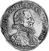 Italy Ducatone Carlo Emanuele I 1621 KM# 70 CAROLVS EM D G DVX SABAVDIÆ 1621 coin obverse Italy Ducatone Carlo Emanuele I 1621 KM# 70 CAROLVS EM D G DVX SABAVDIÆ 1621 coin obverse