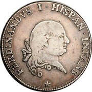Italy Ducatone Ferdinando I di Borbone 1786 C# 15 FERDINANDVS I HISPAN INFANS coin obverse Italy Ducatone Ferdinando I di Borbone 1786 C# 15 FERDINANDVS I HISPAN INFANS coin obverse