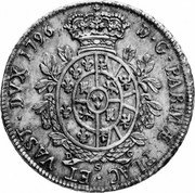 Italy Ducatone Ferdinando I di Borbone 1796 C# 15a D G PARMÆ PLAC ET VAST DVX 1796 coin reverse Italy Ducatone Ferdinando I di Borbone 1796 C# 15a D G PARMÆ PLAC ET VAST DVX 1796 coin reverse