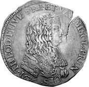 Italy Filippo Antonio Teodoro Trivulzio 1676 KM# 13 THEODORVS TRIVL S R I ET VAL MISOL PRIN 1676 coin obverse Italy Filippo Antonio Teodoro Trivulzio 1676 KM# 13 THEODORVS TRIVL S R I ET VAL MISOL PRIN 1676 coin obverse