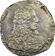 Italy Filippo Antonio Gaetano 1686 KM# 28 ANT... TANVS TRIVVL S R I PRIN E C 130 coin obverse Italy Filippo Antonio Gaetano 1686 KM# 28 ANT... TANVS TRIVVL S R I PRIN E C 130 coin obverse