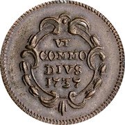 Italy Grano Carlo 1737 FN-IH KM# 158 VT COMMO DIVS 1737 coin reverse Italy Grano Carlo 1737 FN-IH KM# 158 VT COMMO DIVS 1737 coin reverse
