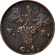 Italy Grano Ferdinando III 1814 VB KM# 248 V B G 1 coin reverse Italy Grano Ferdinando III 1814 VB KM# 248 V B G 1 coin reverse