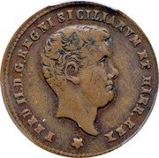 Italy Grano Ferdinando II. Bourbon 1836 KM# 258 FERD II D G REGNI SICILIARVM ET HIER REX coin obverse Italy Grano Ferdinando II. Bourbon 1836 KM# 258 FERD II D G REGNI SICILIARVM ET HIER REX coin obverse