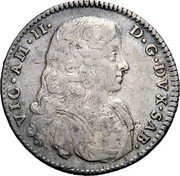 Italy Lira Vittorio Amedeo II 1683 KM# 306 VIC AM II D G DVX SAB coin obverse Italy Lira Vittorio Amedeo II 1683 KM# 306 VIC AM II D G DVX SAB coin obverse