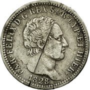 Italy Lira Carlo Felice 1828 AL//P (a) KM# 121.1 CAR FELIX D G REX SAR CYP ET HIER 1826 coin obverse Italy Lira Carlo Felice 1828 AL//P (a) KM# 121.1 CAR FELIX D G REX SAR CYP ET HIER 1826 coin obverse