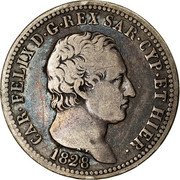 Italy Lira Carlo Felice 1828 AL//P (b) KM# 121.2 CAR FELIX D G REX SAR CYP ET HIER 1828 coin obverse Italy Lira Carlo Felice 1828 AL//P (b) KM# 121.2 CAR FELIX D G REX SAR CYP ET HIER 1828 coin obverse